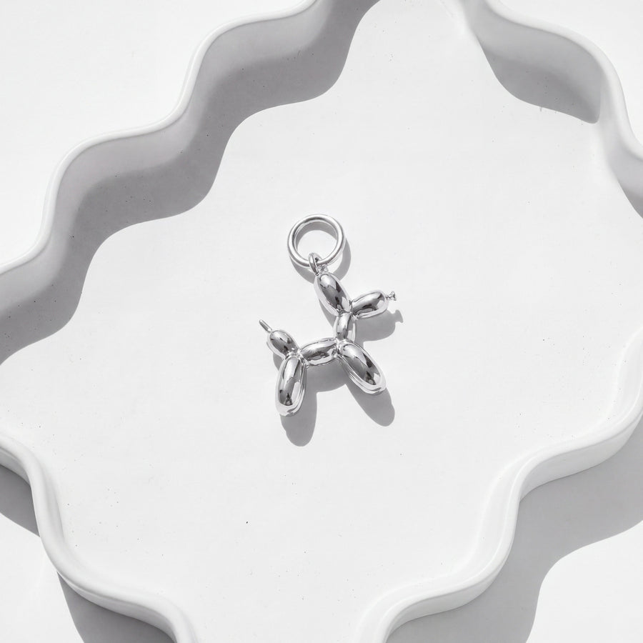 Silver Balloon Dog Charm for BEADBOO dog collar necklace