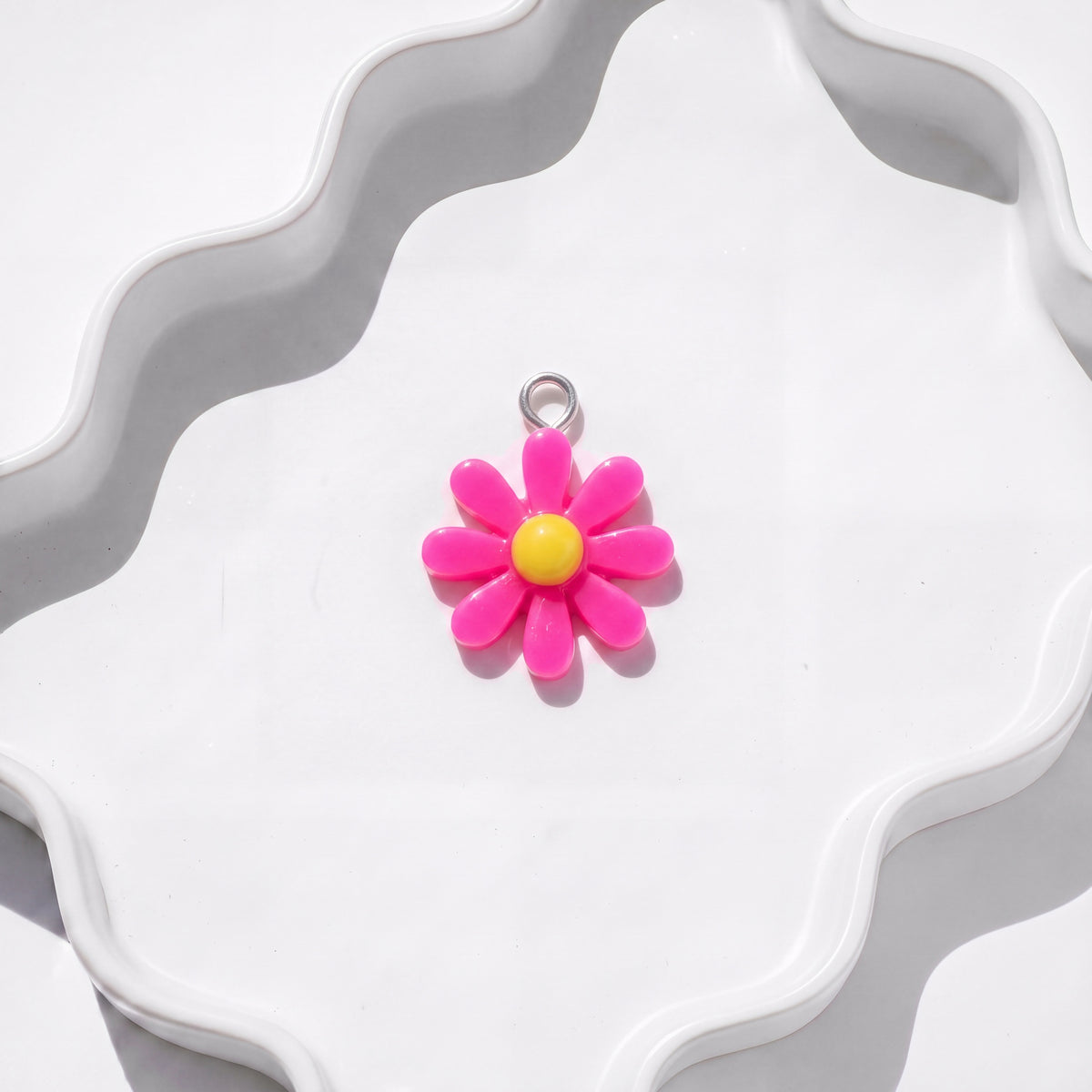 Pink Daisy Charm charm for BEADBOO dog collar necklace