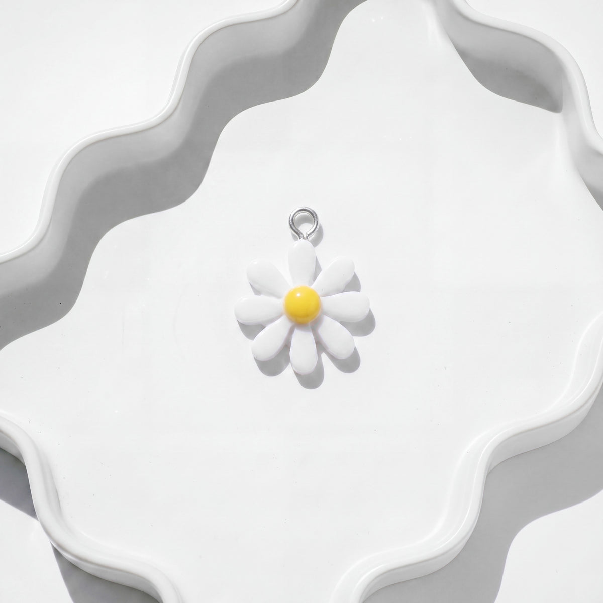 White Daisy Charm charm for BEADBOO dog collar necklace