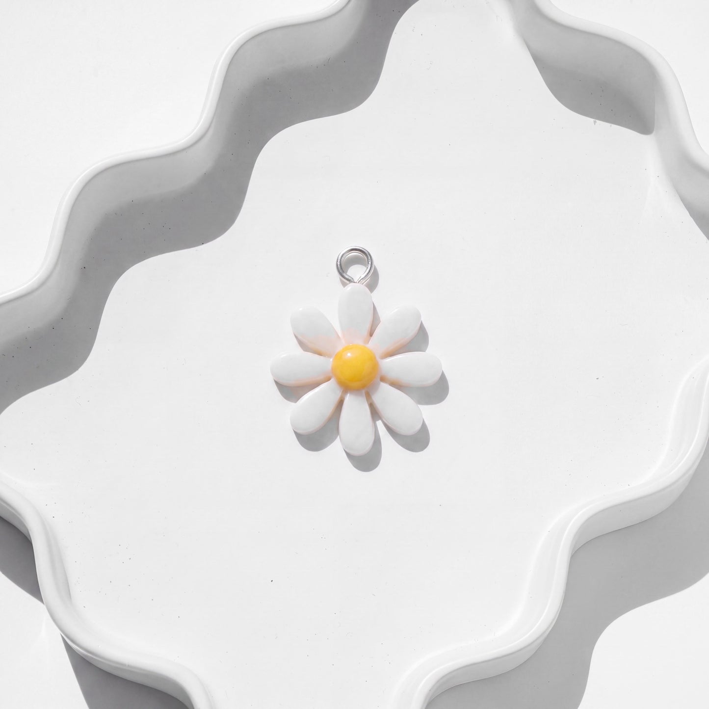 White Daisy Charm for Beadboo dog collar necklace