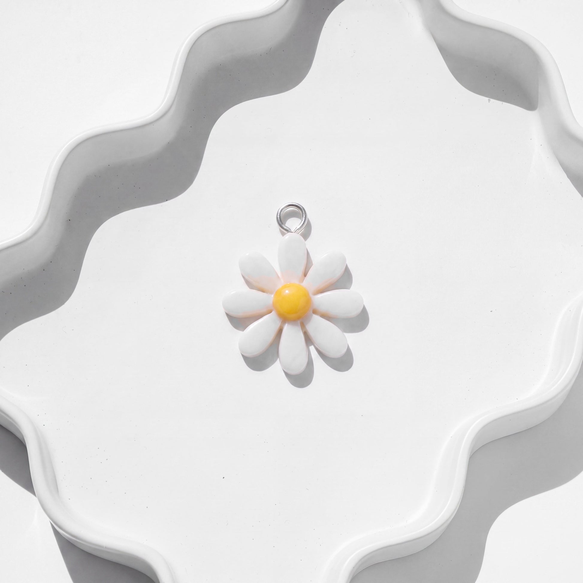 White Daisy Charm for Beadboo dog collar necklace