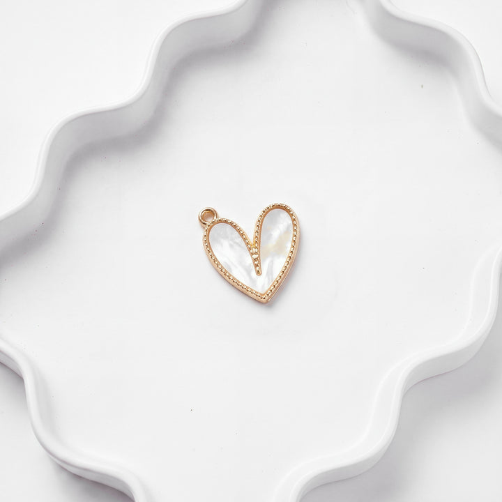 Pearly Heart Charm for BEADBOO dog collar necklace