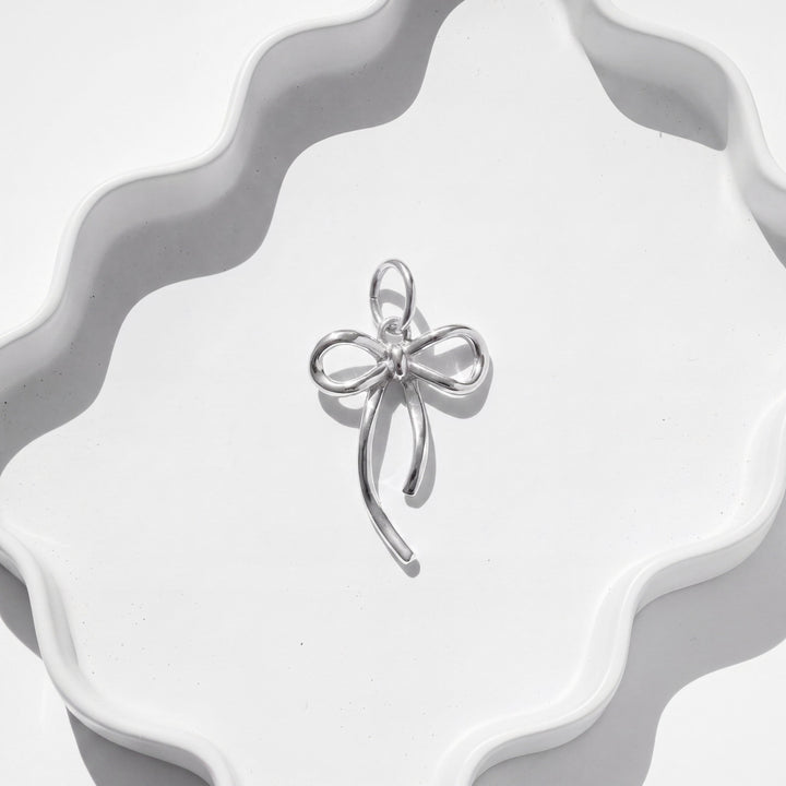 Silver Bow Charm for Beadboo dog collar necklace
