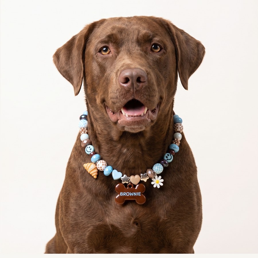 A big dog wearing a beadboo collar in size L